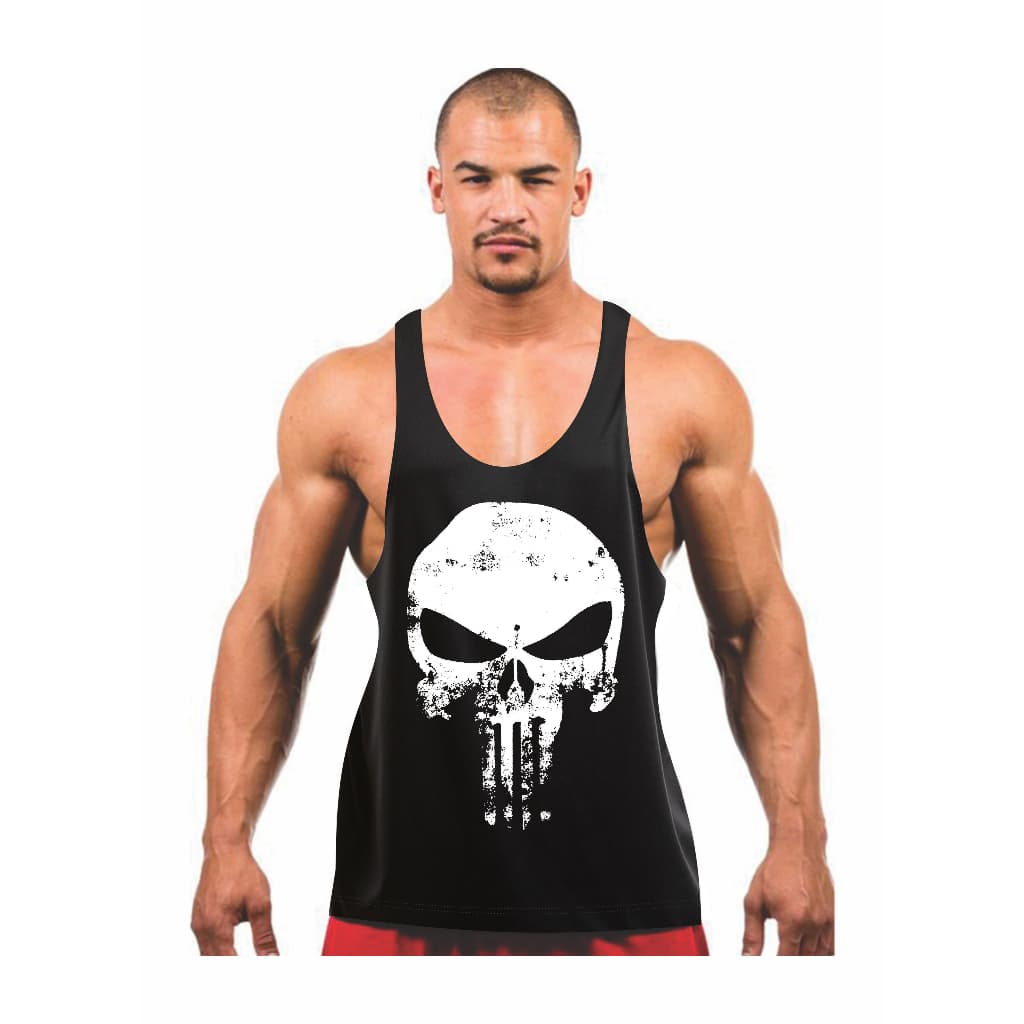 Regata Cavada Caveira Skull Masculina Fitness