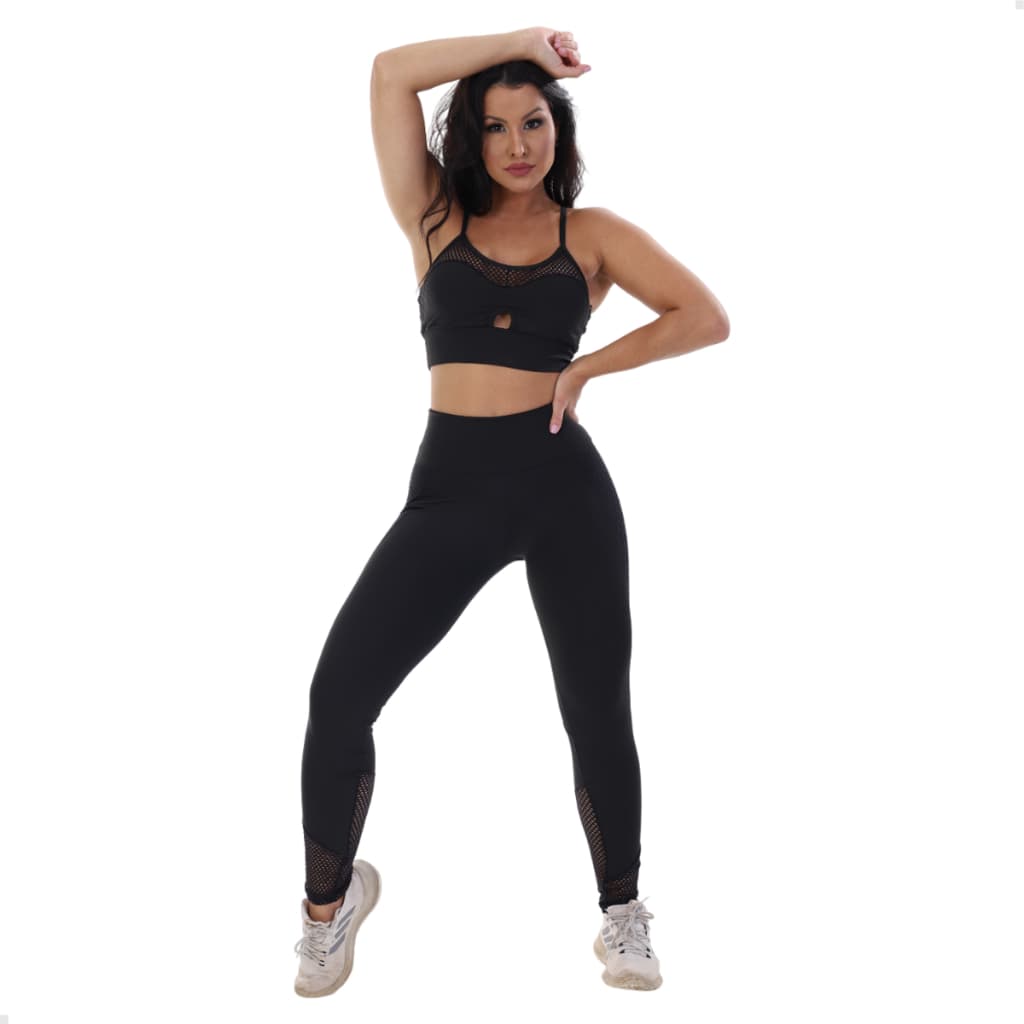 Conjunto Academia Top Fitness E Legging Com Bolso Fitness