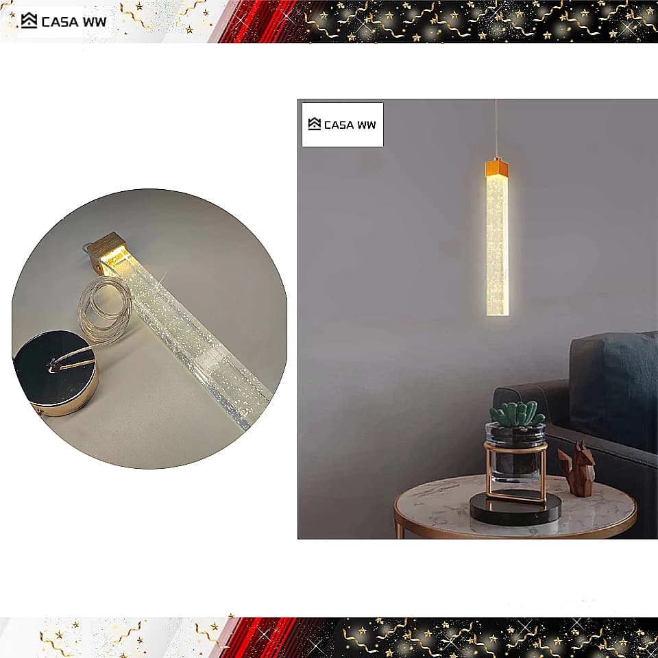 Pendente cristal vidro tubo 30cm Empire 30 Led 7W 3 Em1 6500K 4500K 3500K