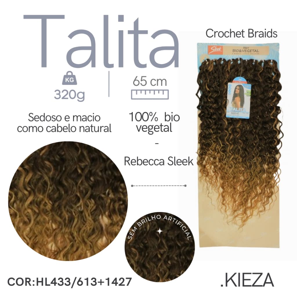 Cabelo 100% Bio Vegetal Cacheado Solto Fio A Fio Macio Adere Creme - Talita Sleek