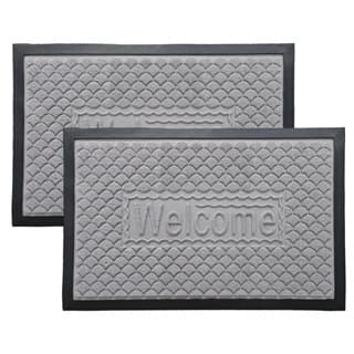 Kit com 02 Tapete Capachos Grandes 60x40cm Bem Vindo Emborrachado para Porta