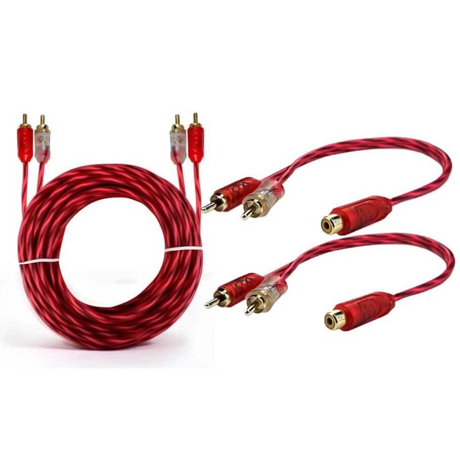 Cabo Rca 5 Metros + 2 Cabo Rca Y 2 Macho 1 Fêmea Injetado E-tech