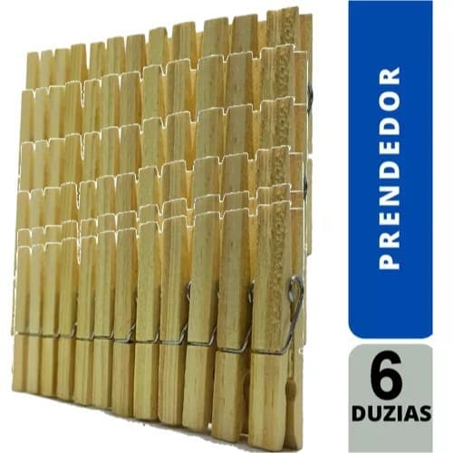 PRENDEDOR DE ROUPA MADEIRA CRISTAL PACK 72 PRENDEDORES 6X C/12 PÇ PRENDEDORES DE MELHOR QUALIDADE