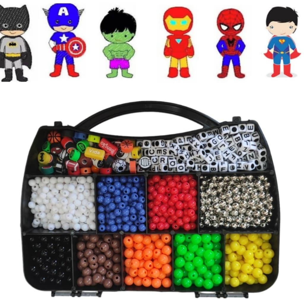 Brinquedo kit Miçanga maleta  Pulseira Meninos Artesanato 1500pç.