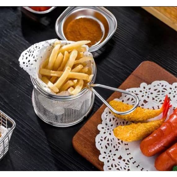 KIT Mini Cesto Inox Para Fritas Fritura Porções Frango/Batata-CLINK