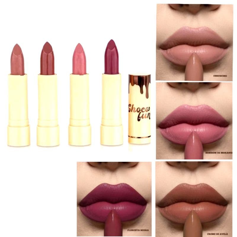 Batom Soft Matte aveludado (Bastão/Bala) Choco Fun Fenzza Longa Duração.