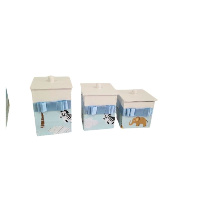 kit higiene em mdf personalizado safari com 4 peças