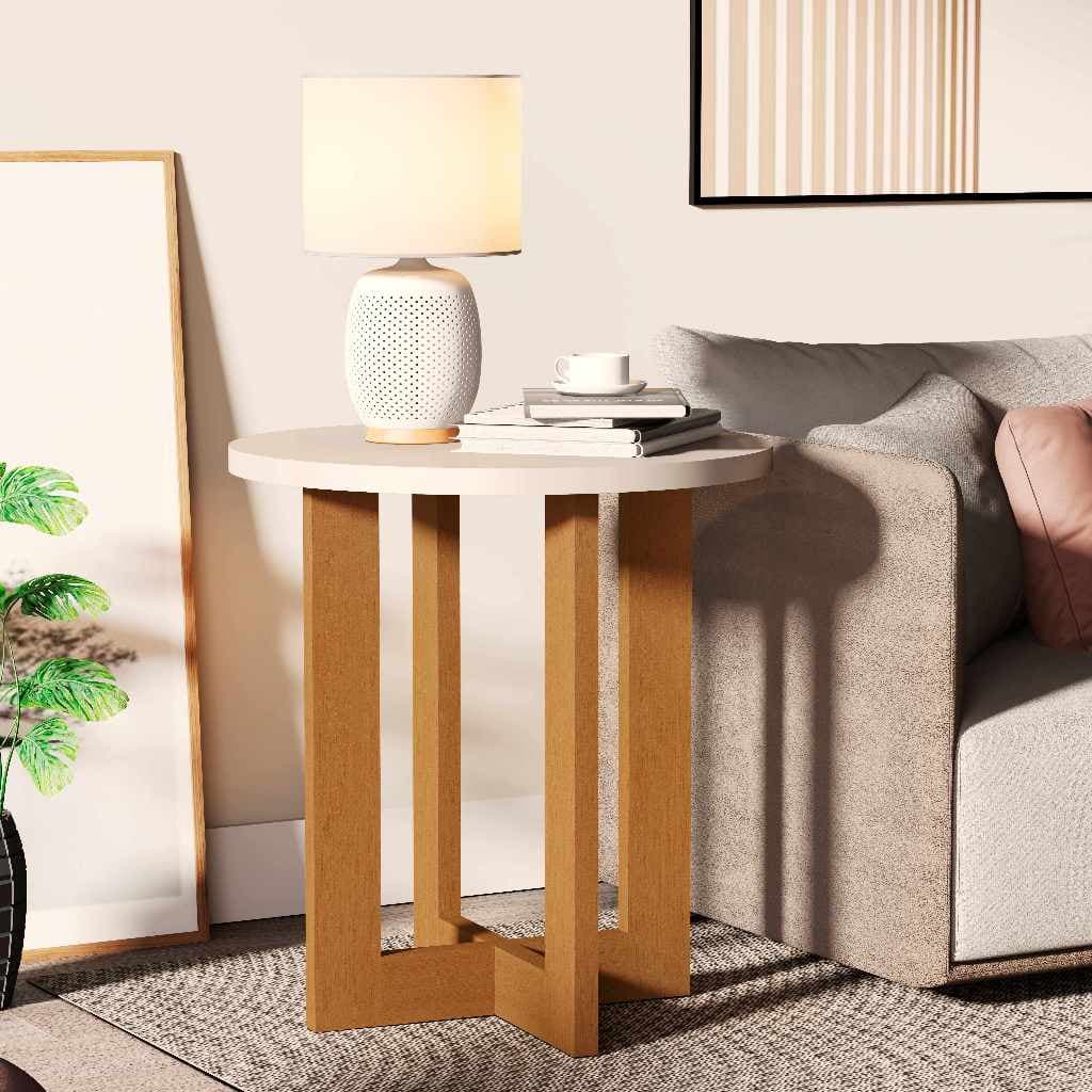Mesa lateral apoio redonda mesinha de canto Decorativa de Sala Sofa Puff Porta Objetos
