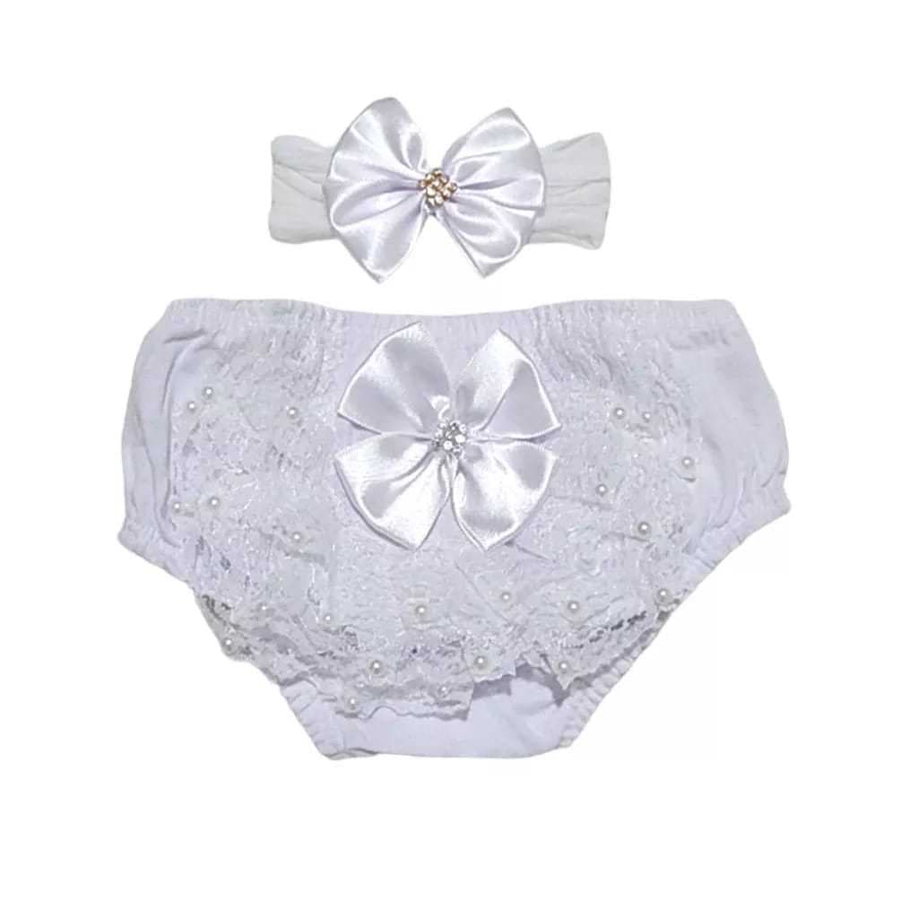 Conjunto Calcinha Bunda Rica com Faixa de Cabelo Laço de Cetim Kit 2 peças Isis