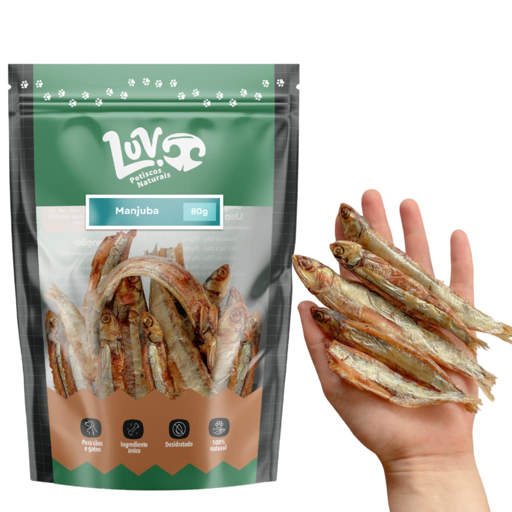 Petisco Natural Manjuba / Manjubinha para Cães e Gatos - Luv Petiscos - 80g