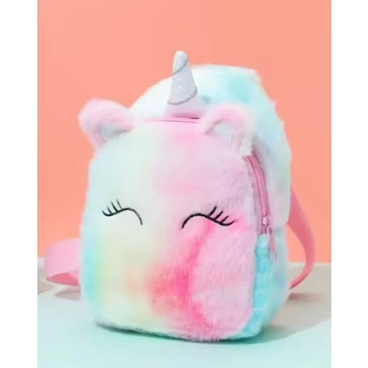 Bolsa Bolsinha de Unicornio de Pelúcia - Alça ajustável - Rosa - Arco íris - Presente menina