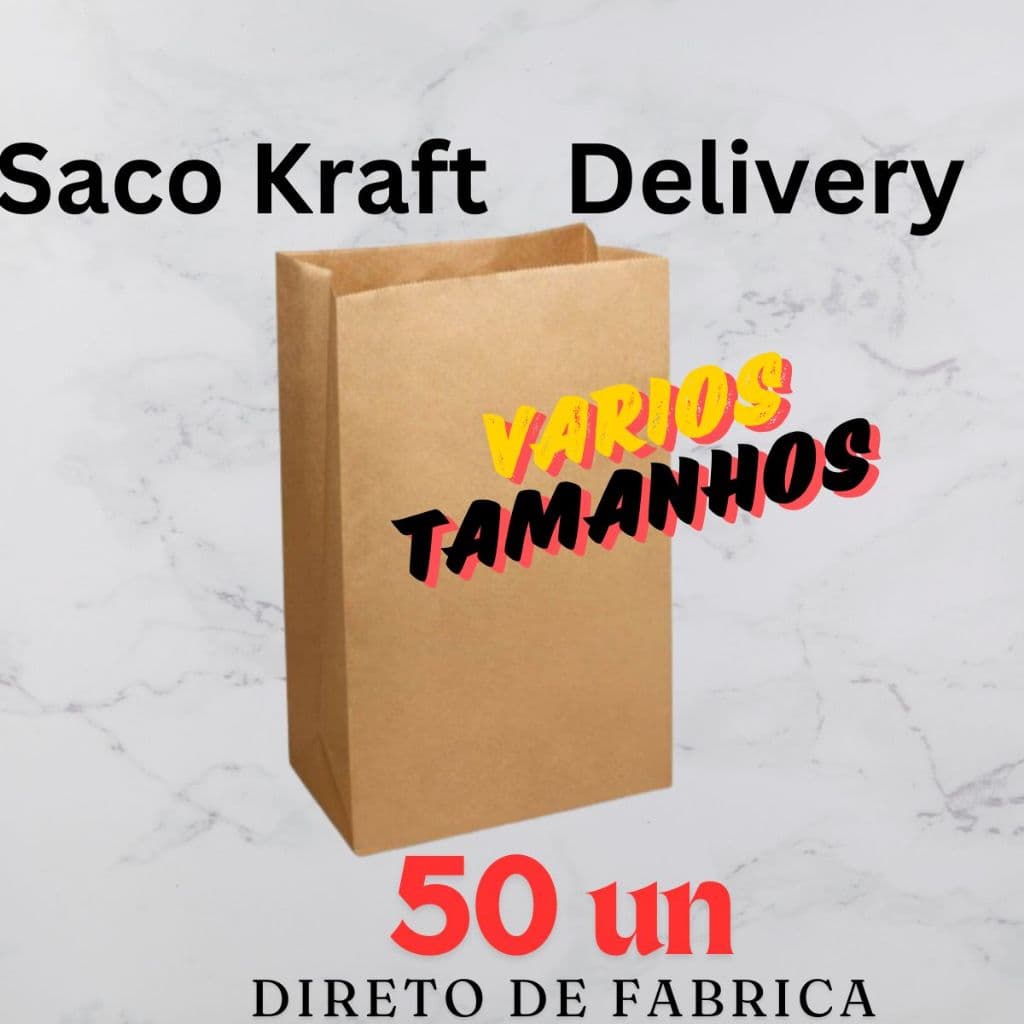 Sacos Kraft Delivery Ideal para entregas de lanches varios tamanhos - 50 unidades