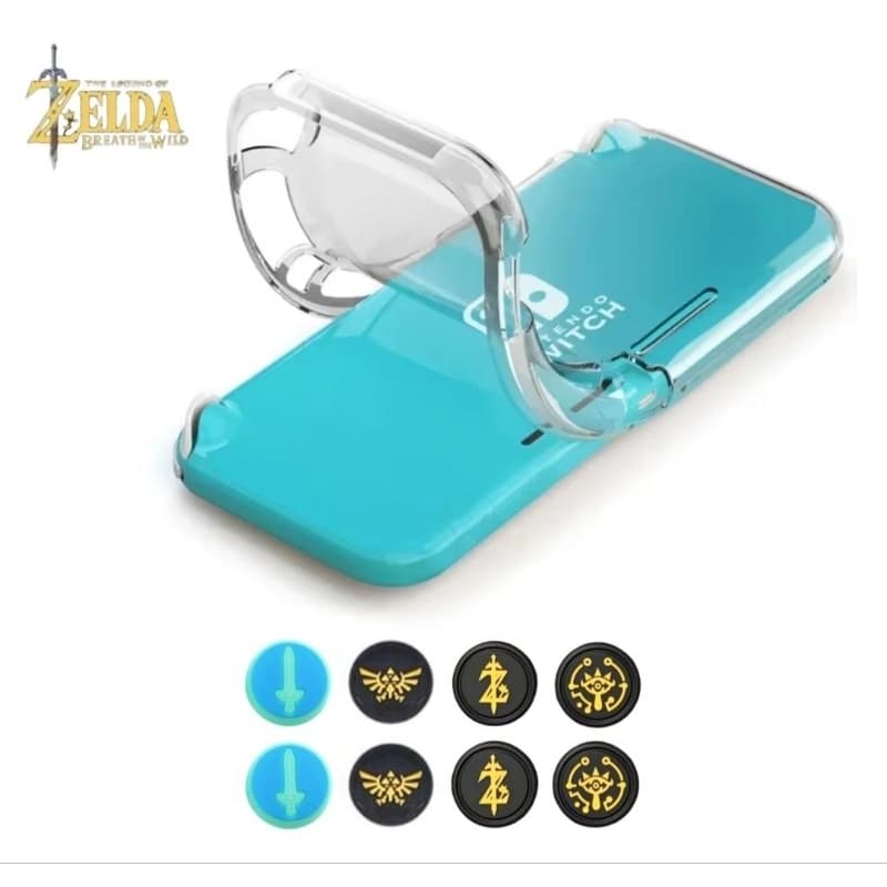 Capa Transparente em TPU Silicone macio ,Par grips e Película HD vidro temperada. (NINTENDO SWITCH LITE)
