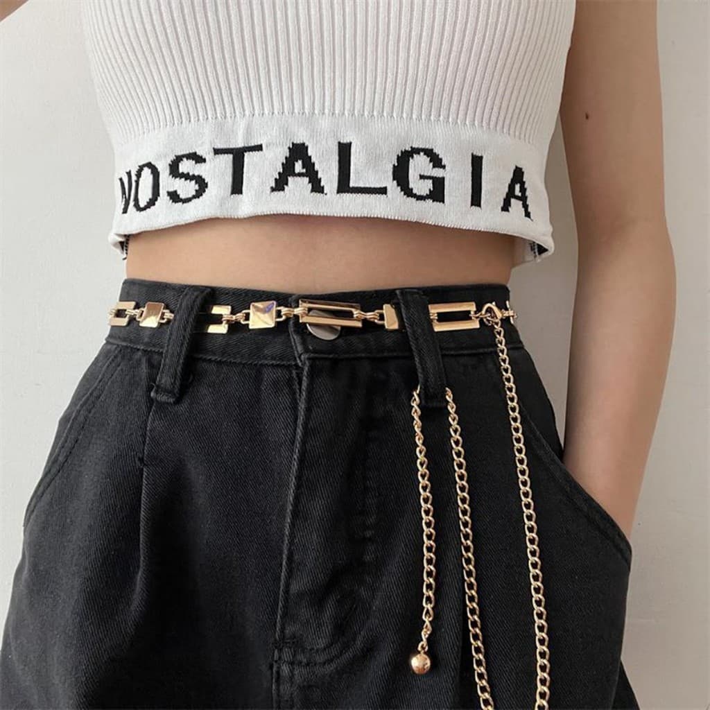 Cinto Feminino Metal Corrente Moda Blogueira