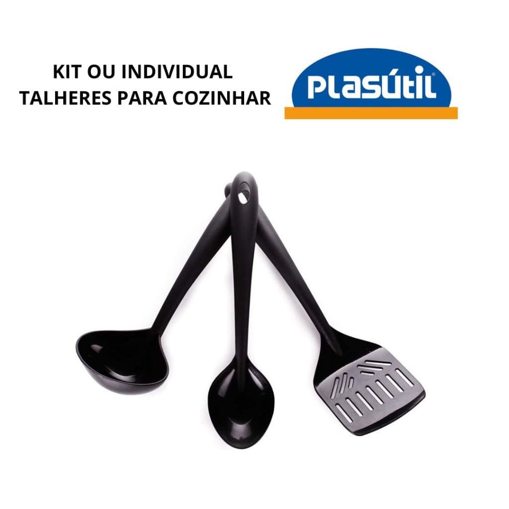 Kit concha espátula colher talheres nylon gourmet Plasútil 008342