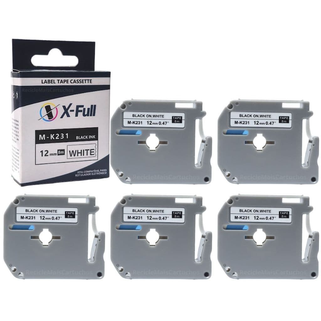 5 Fita M231 Mk231 Mk 231 Compatível Rotulador X-full Pt-90 12mm PT-110 PT110 PT-80 PT-80EU PT80