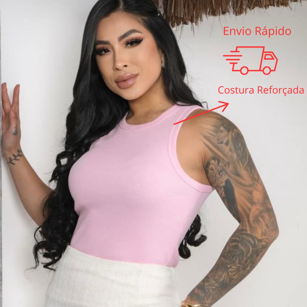 Regata Ribana Feminina Blusa Básica Cores Do Verão Moda Gringa