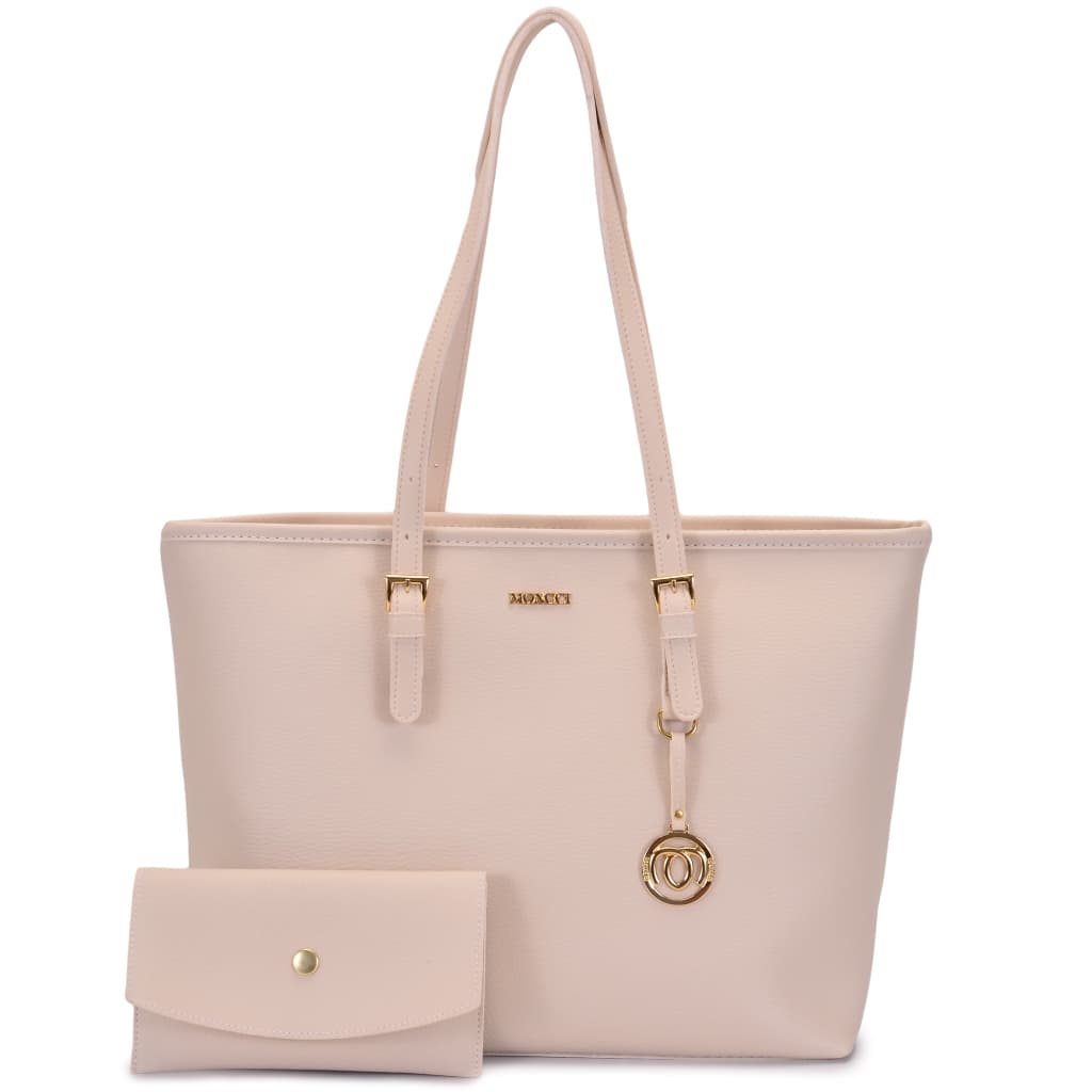 Bolsa grande feminina faculdade trabalho elegante de ombro com zíper carteira necessaire Maimi Moncci