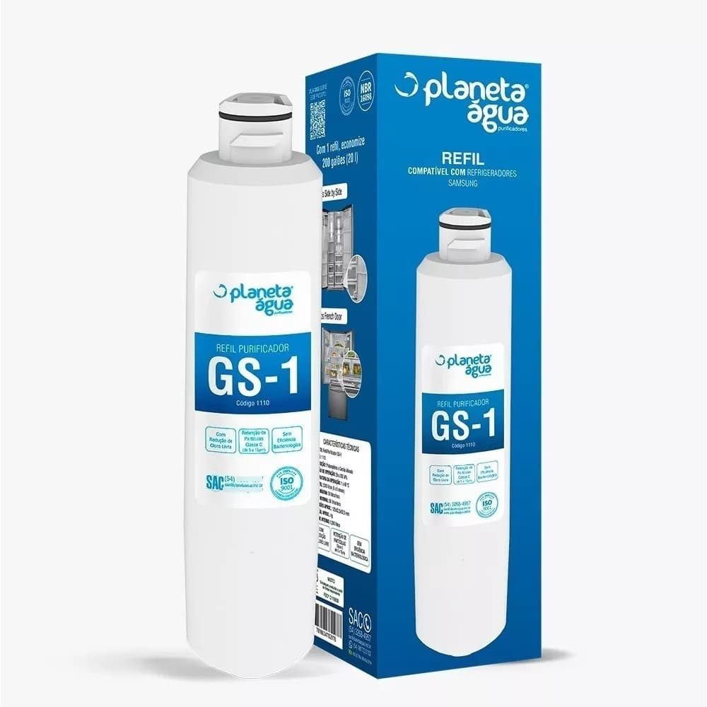 Refil Filtro Compatível Geladeira Samsung French Door e Side by Side - GS-1 Planeta Água
