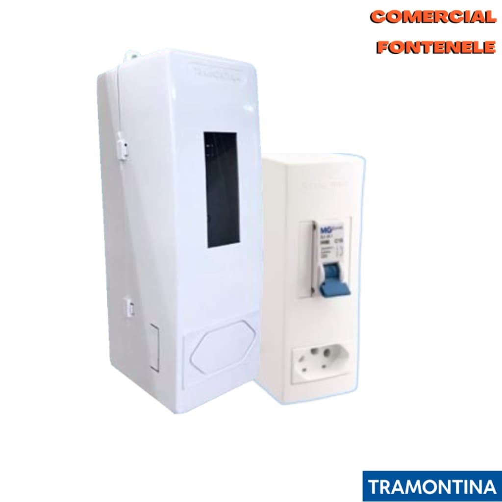 Caixa Proteção Disjuntor ar condicionado Tomada Tramontina Branca Tramontina