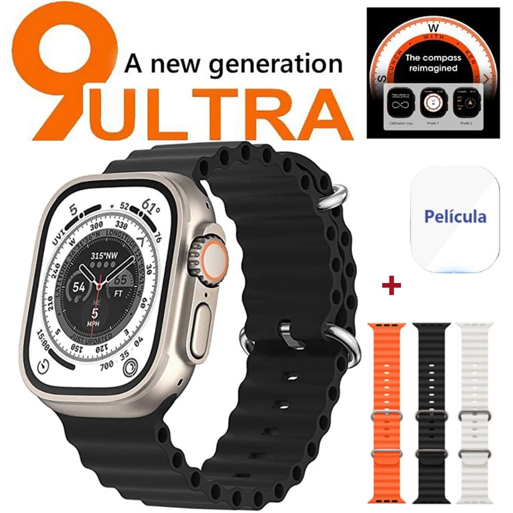 Relógio Ultra 9 2026 Novo Inteligente T900 Ultra Série 9 Bússola 2.2 Tela 49mm IWO Android IOS