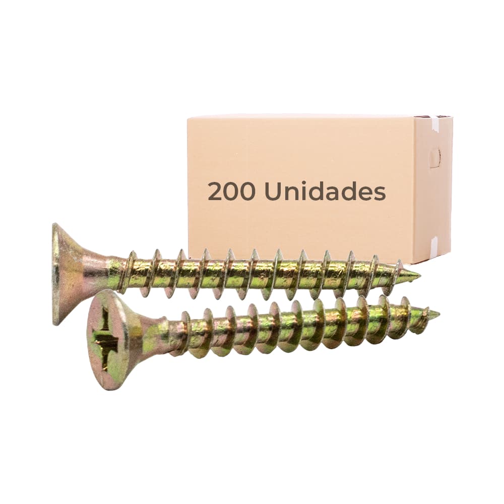 Caixa Com 200 Unidades Parafusos Para Madeira Cabeça Chata 3,5x25mm