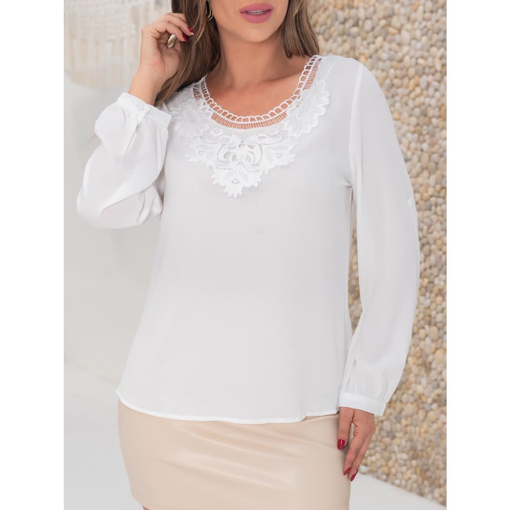 BLUSA LISA MANGA LONGA FLORIDO PARTE DE CIMA