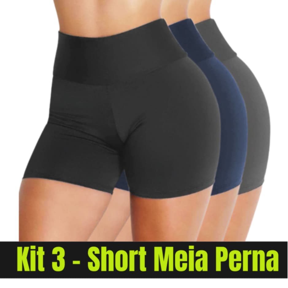 Kit 3 Short Curto Feminino Short Zero Transparência Academia Cintura Alta Fitness esportivo Grosso
