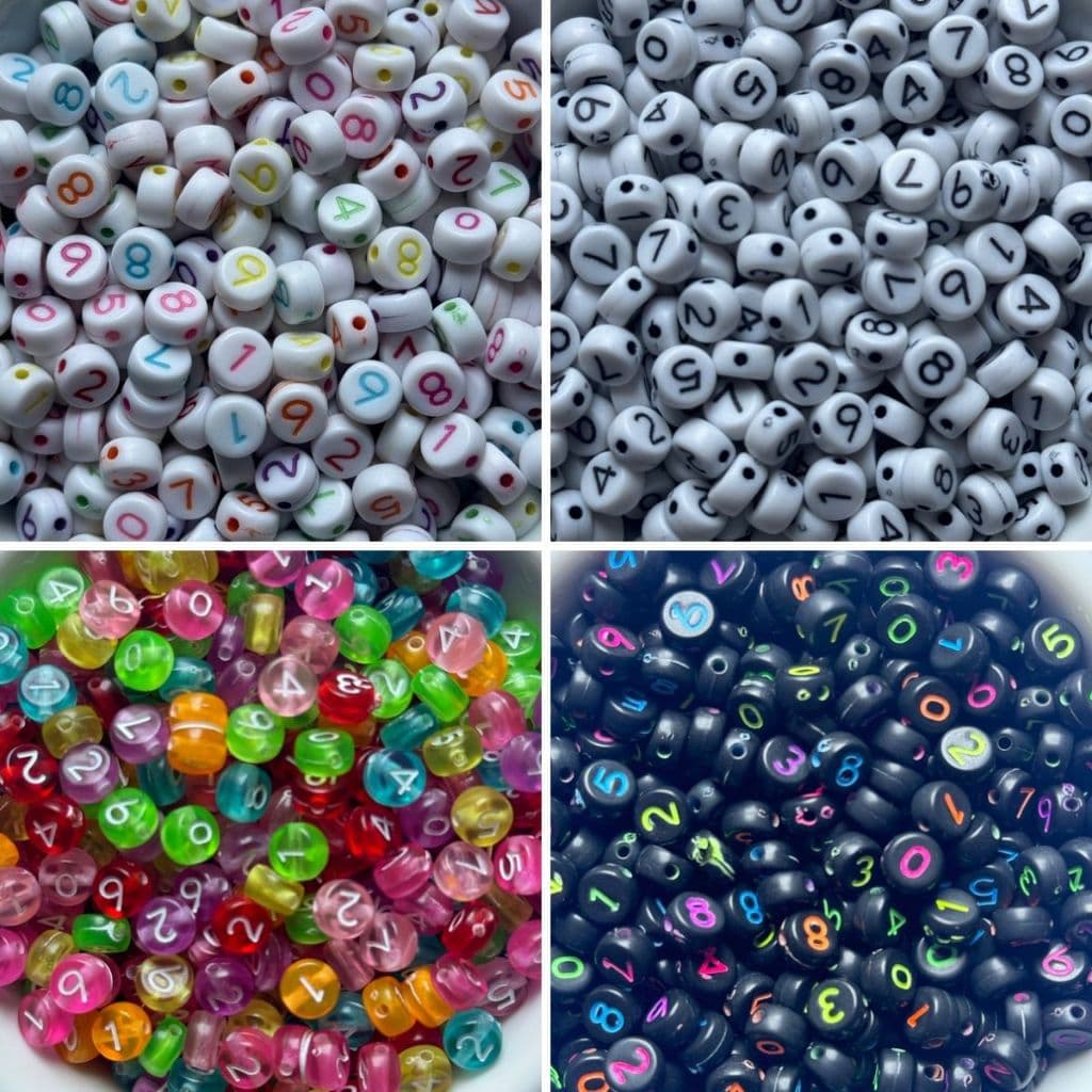 Miçanga Redonda Números Infantil - 7x4mm - Aprox 200 e 500 Pçs