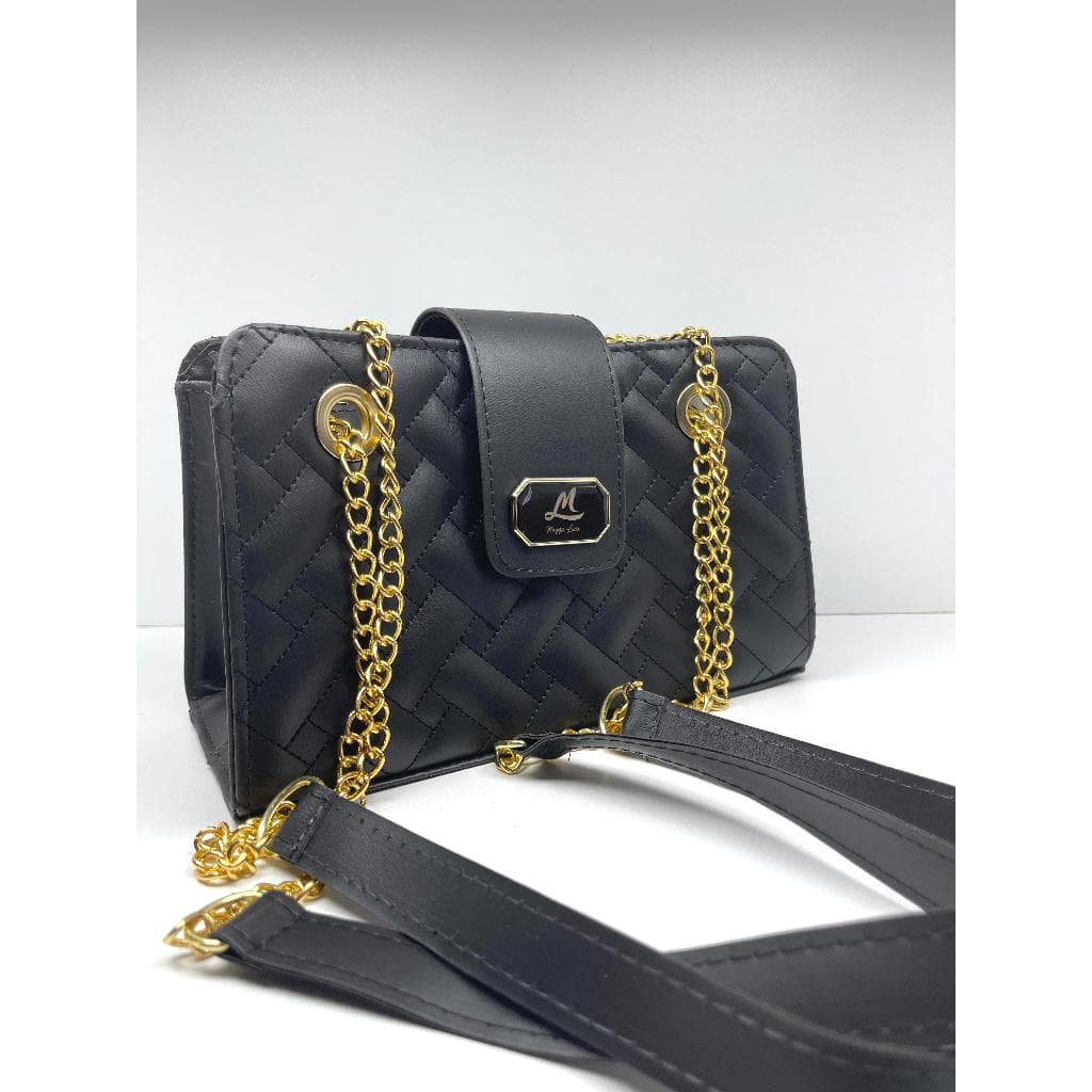 Bolsa Feminina Preta/Branca e Estampados Transversal Bag Beverly