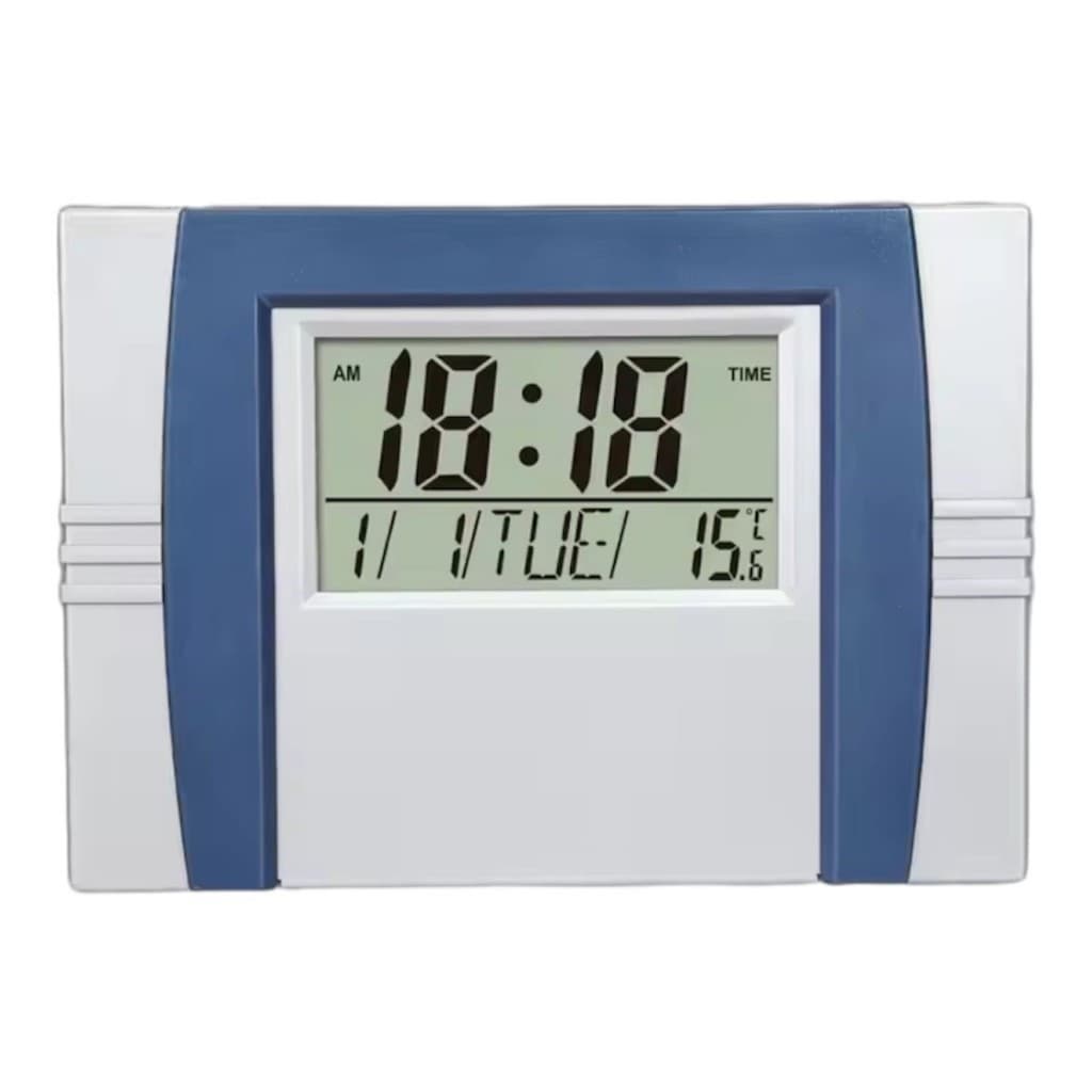 Relógio digital LCD de mesa ou de parede com alarme despertador temperatura e calendário 6602 RF