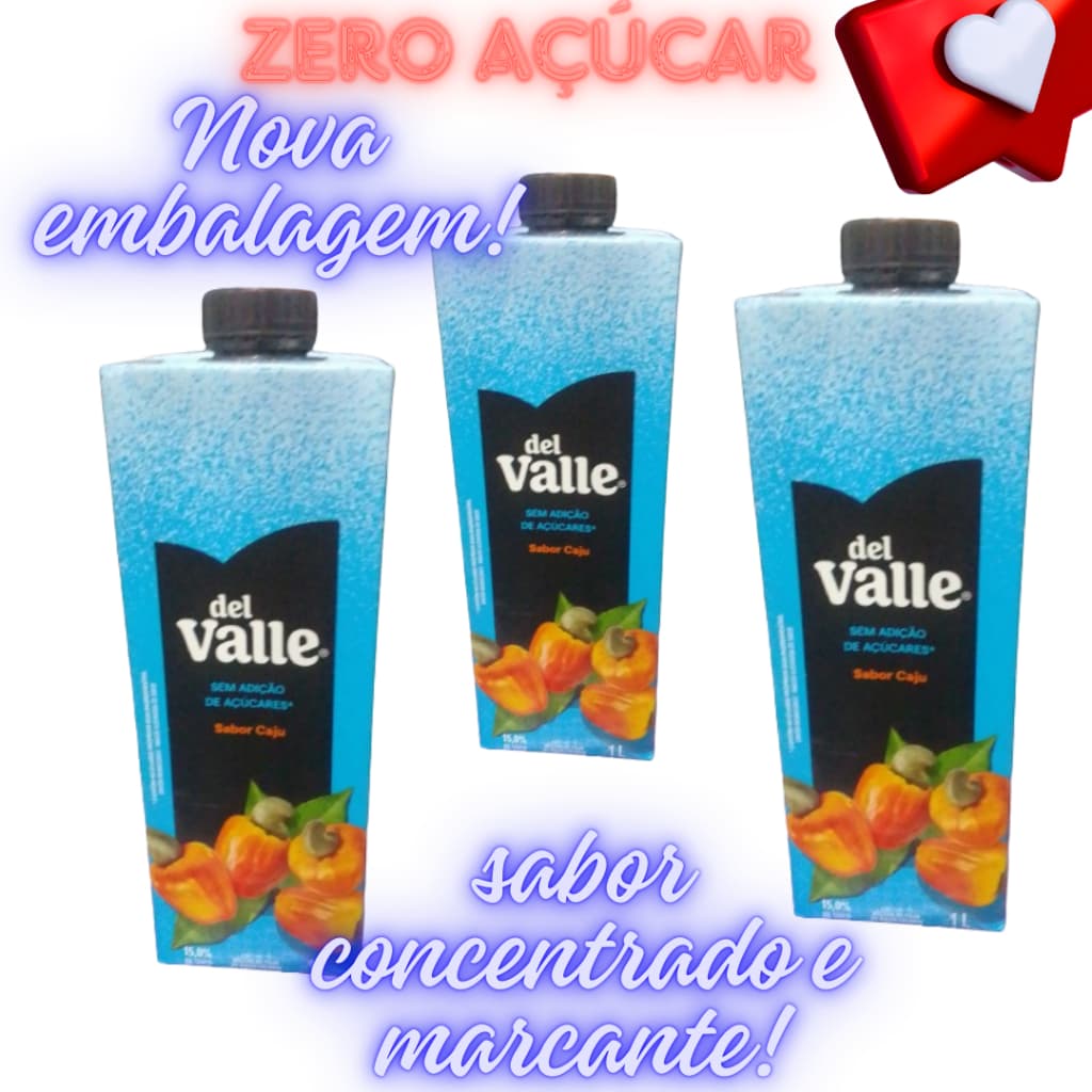 SUCO CONCENTRADO DEL VALLE SEM AÇÚCAR SABOR CAJÚ - KIT/COMBO 03 UNIDADES