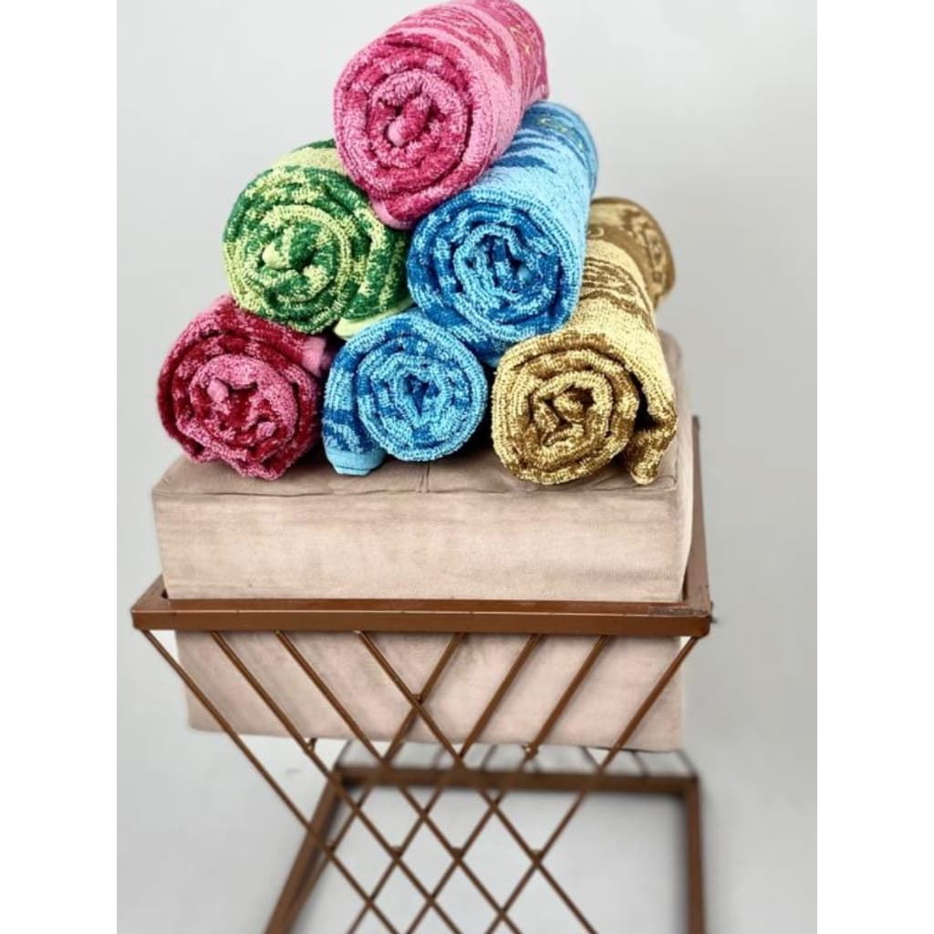 KIT COM 5 TOALHAS DE BANHO ALGODÃO ESTAMPADA | SORTIDA ADULTO