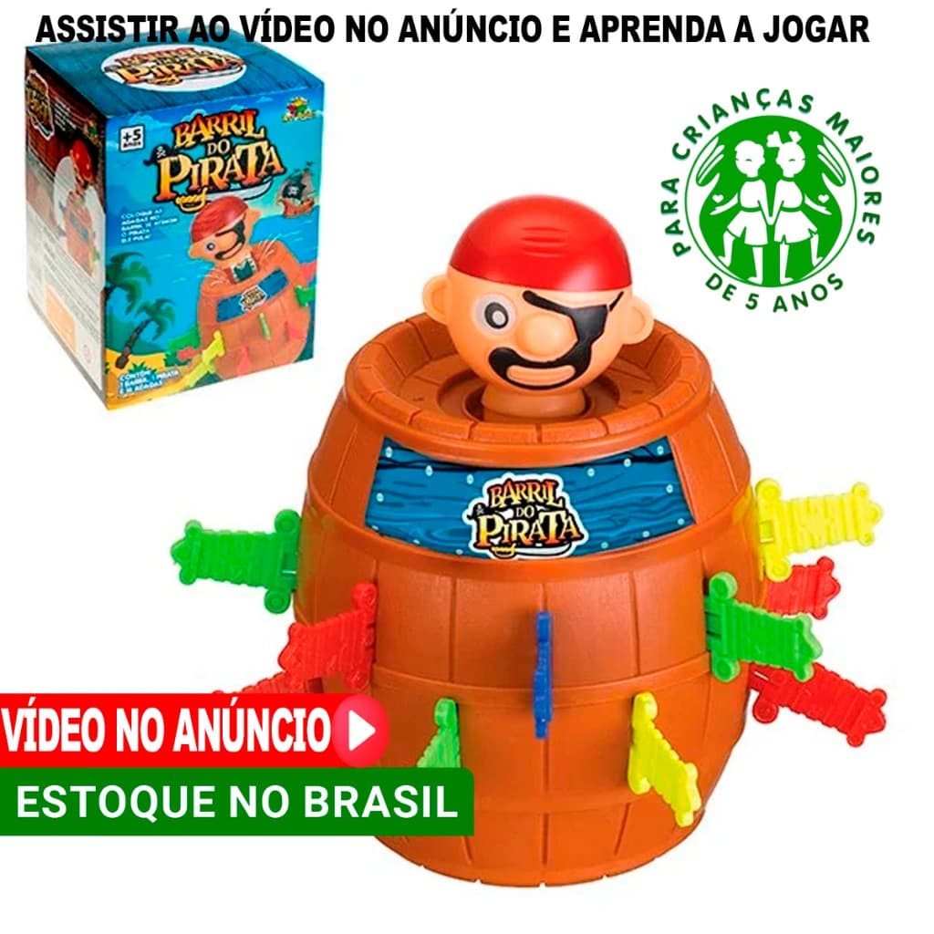 brinquedo para criança de 5 anos jogo infantil barril pirata grande ou pequeno