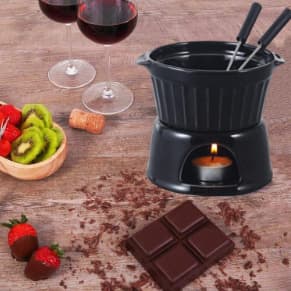 Aparelho de Fondue 4 Peças de Porcelana Classic Preto 400ml – Lyor