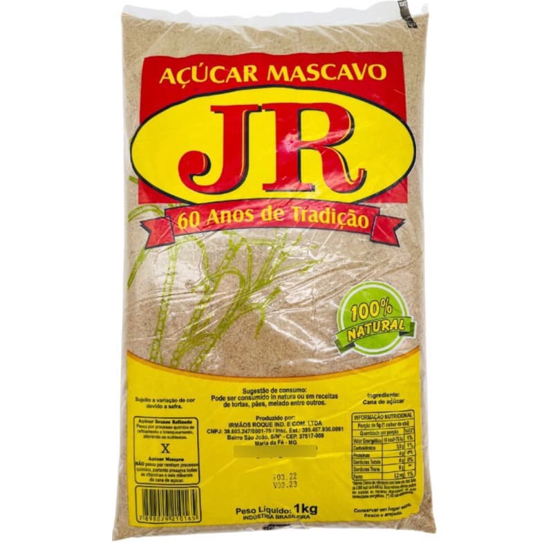 kit 10 Açúcar Mascavo Jr 100% Natural de 1kg