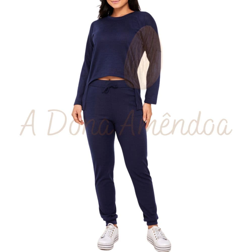 Conjunto Blusa Tapa Bumbum e Calça Jogger Lãnzinha Feminino