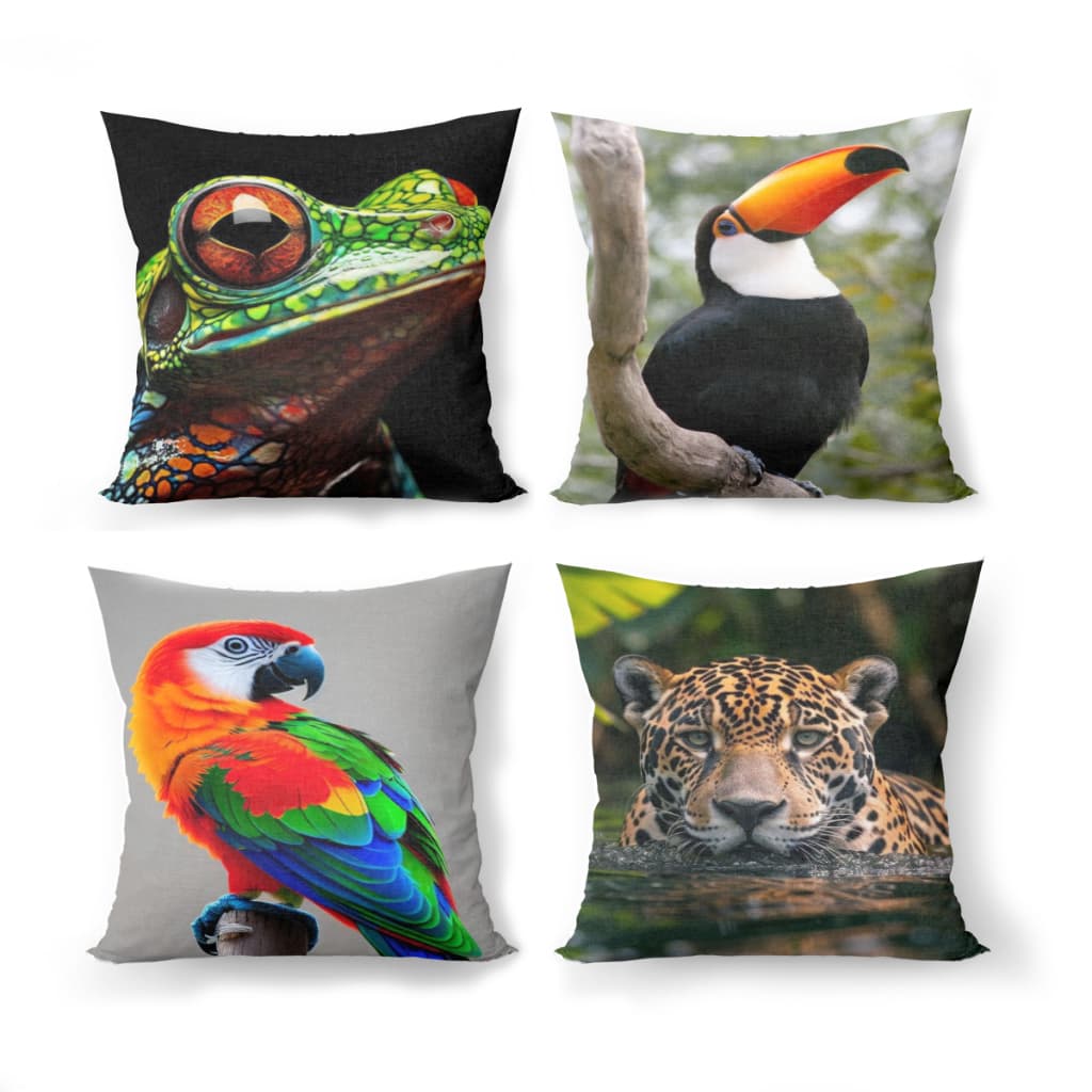 Capas de Almofadas Amazônia com 01 Capa Avulsa ou kit com 04 Capas