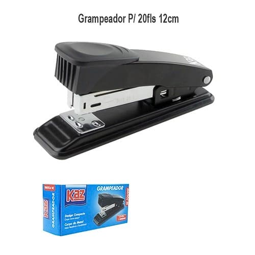Grampeador Profissional Reforçado Em Aço Preto para 20 Folhas 12cm KAZ KZ9322