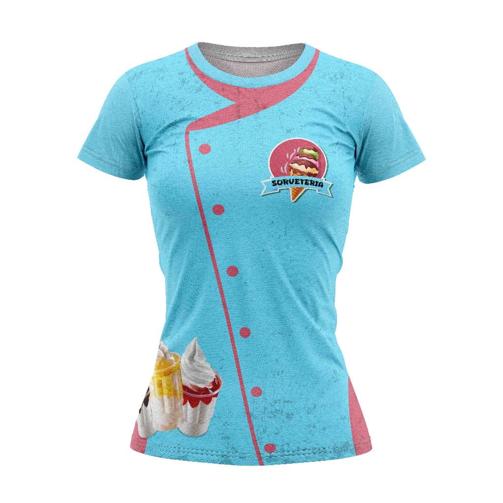 Camisa camiseta Profissão uniforme SORVETERIA SORVETE AZUL REF 003