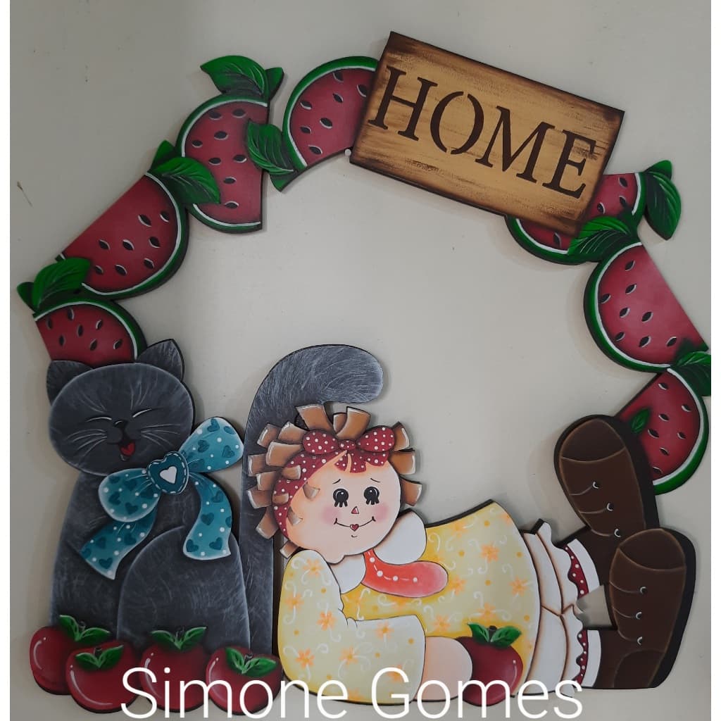 Guirlanda "HOME", boneca de pano e gato