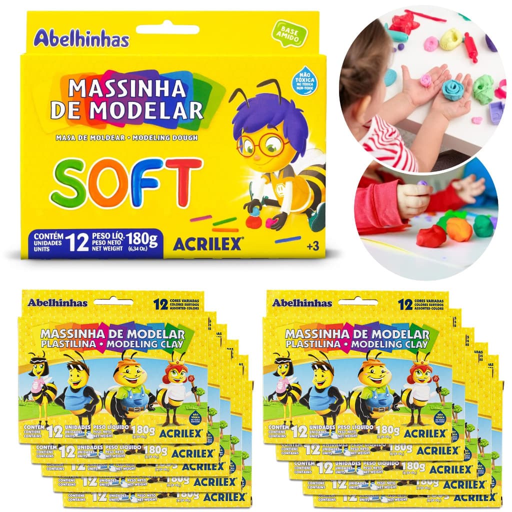 Massinha Masa De Modelar Soft - 10 Caixas Com 12 Und Em Cada
