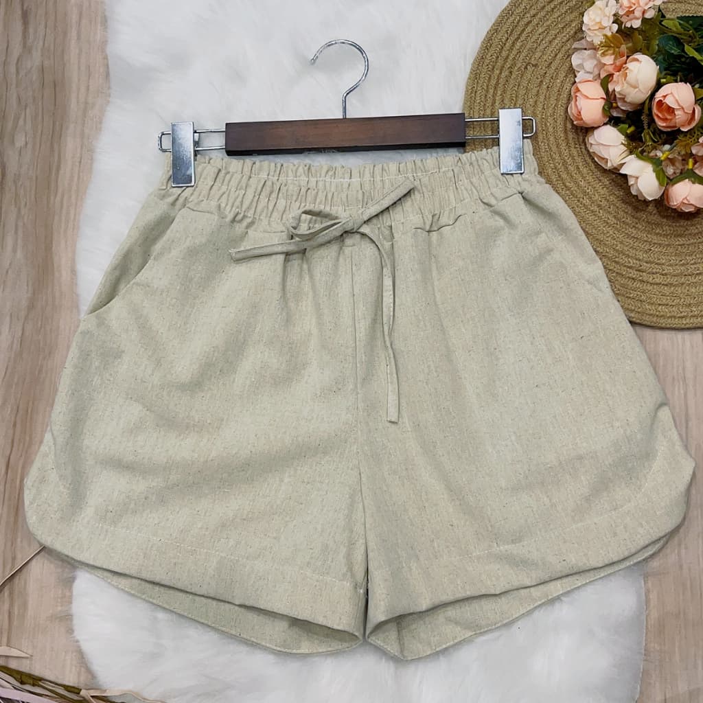 SHORT CURTO FEMININO LINHO ELATICO NA CINTURA