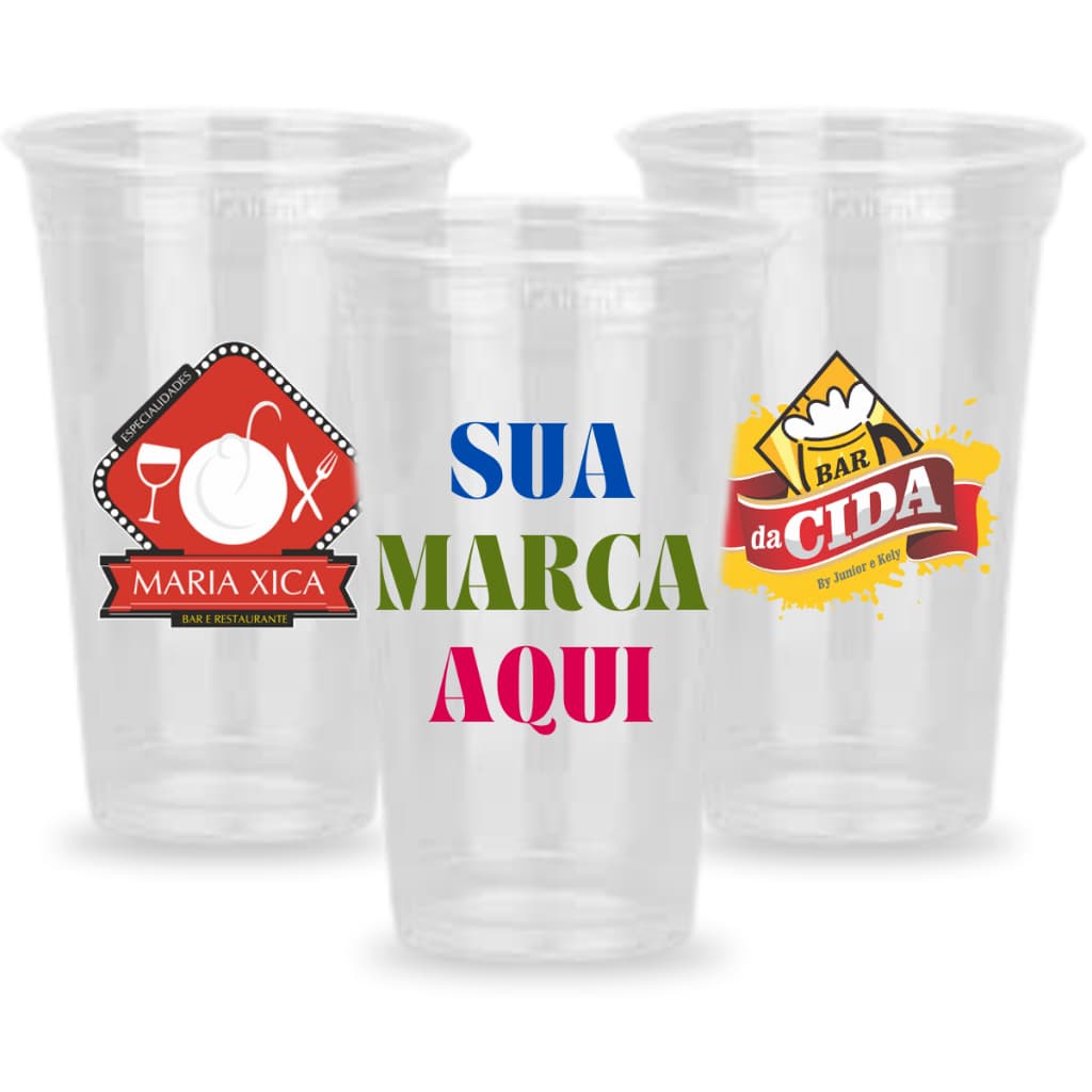 Kit 200 a 500 Copo Descartavel Personalizado Milk Shake | Chopp | Sucos | Refrigerante 300 ML, 400 ML, 500 ML