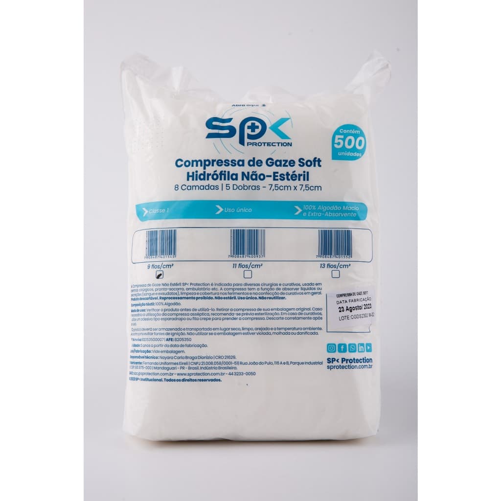 Compressa de Gaze 9 Fios - 500 Unidades - Hidrófila - ANVISA - Pronta Entrega
