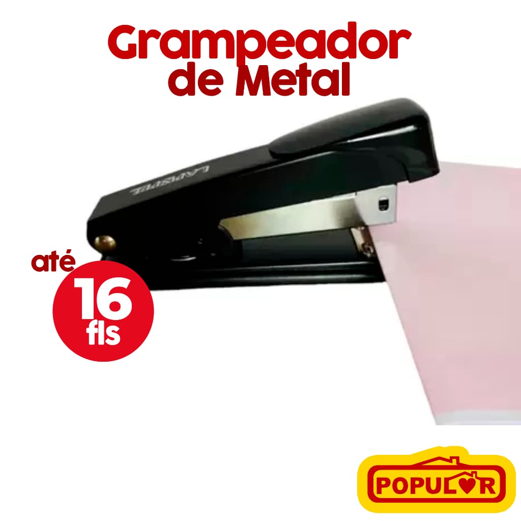 Grampeador Lapispel 11,5cm  De metal Resistente Grampeia até 16 páginas