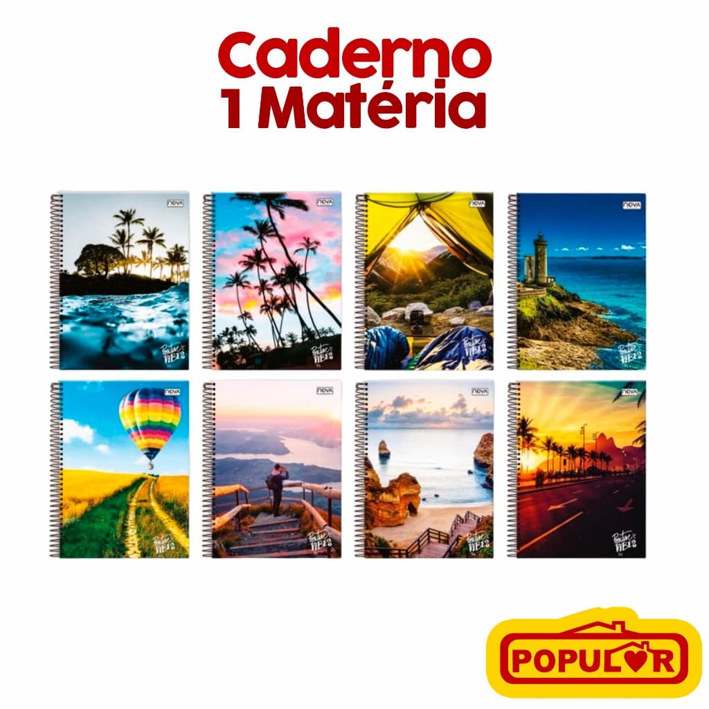 Caderno Espiral Capa Dura Universitário 1 Matéria 96 Folhas grande Com pauta sem adesivo
