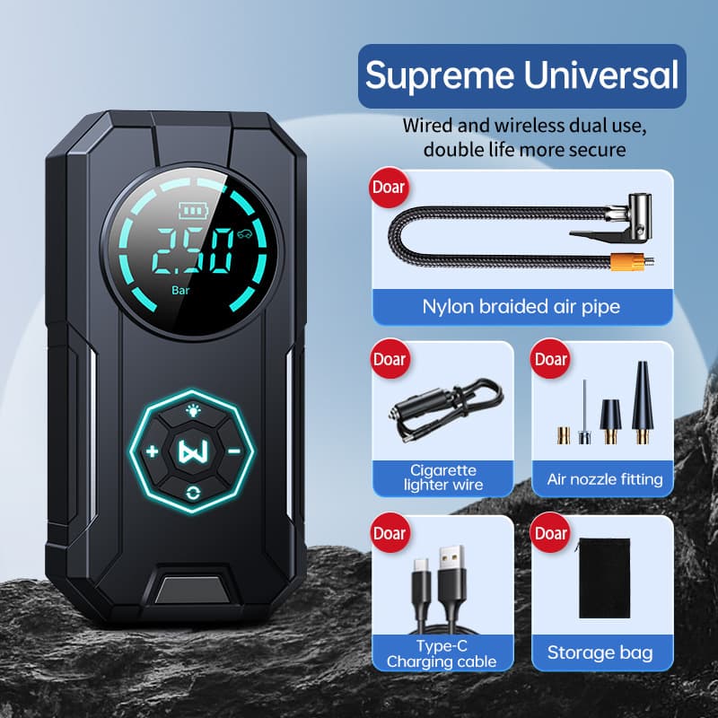 Mini Compressor de Ar Digital Calibrador de Pneu Profissional Portátil USB Recarregável C/lanterna