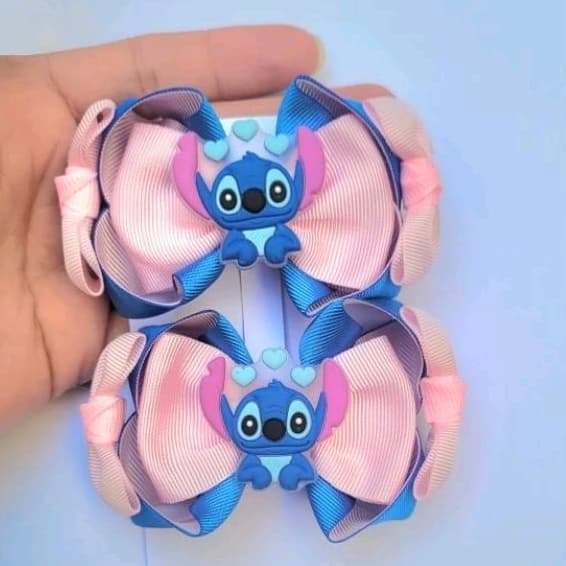par de laço  Stitch Laço personagem Stitch Acessórios Stitch Laço para meninas Stitch Laços de cabelo Stitch