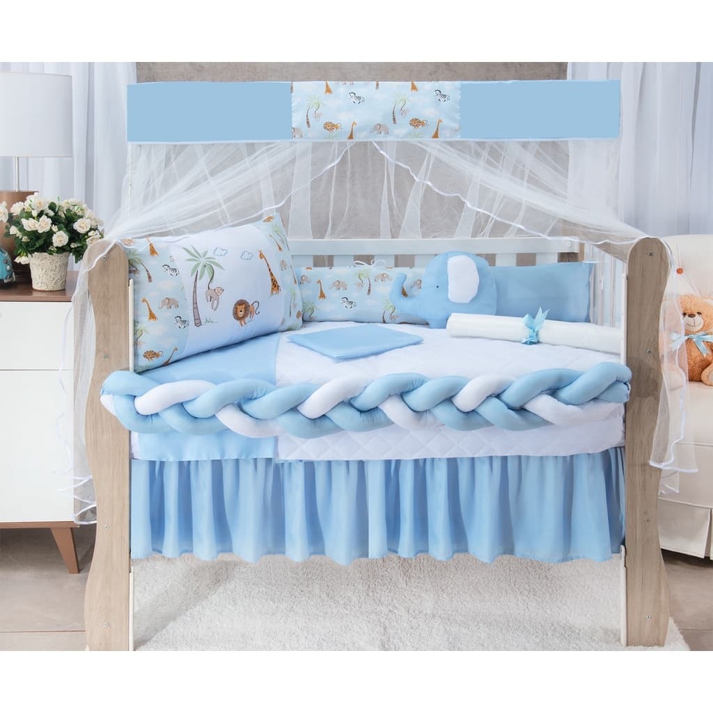 Kit Berço Americano Trança 11 Peças Completo Para Bebê Menino e Menina